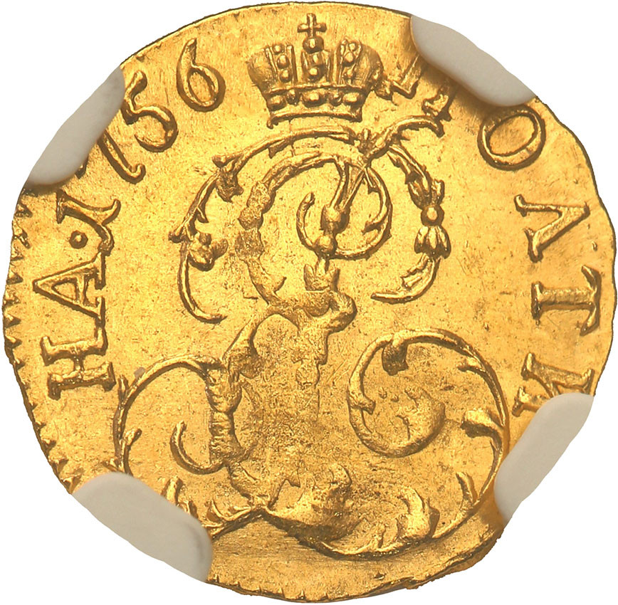 Rosja, Elżbieta. Połtina (1/2 rubla) 1756, Moskwa NGC MS64 (2 MAX)